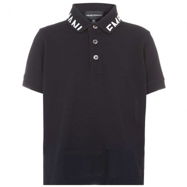 Granatowa koszulka polo dla chłopca Armani 006167 - A - markowe polówki dla dzieci i nastolatków