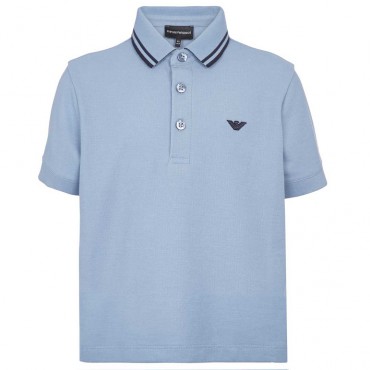 Niebieska koszulka polo dla chłopca Armani 006169 - A - wizytowe ubrania dla chłopców