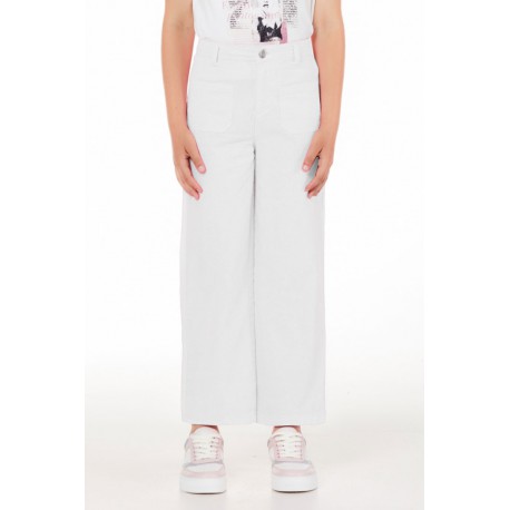 Spodnie dziewczęce z szerokimi nogawkami 006178 - A - białe spodnie dla dzieci
