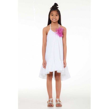 Biała sukienka dla dziewczynki Liu Jo 006203 - A - bawełniane sukienki dla dzieci i nastolatek