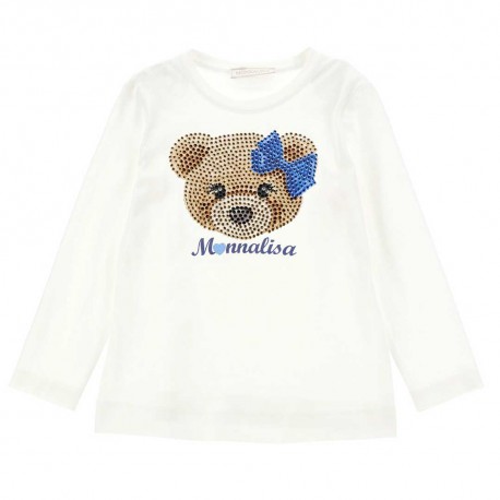 Bluzka dziewczęca z misiem Monnalisa 006252 - A - ekskluzywne ubranka dla dzieci