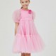Sukienka dziewczęca w groszki Monnalisa 006276 - B - tiulowe sukienki dla dzieci