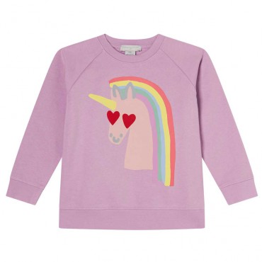 Lawendowa bluza dziewczęca z jednorożcem 006285 - A - oryginalne bluzy dla dzieci Stella McCartney