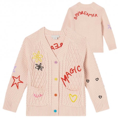 Różowy kardigan dla dziewczynki Stella McCartney 006289 - A - markowe ubrania dla dzieci