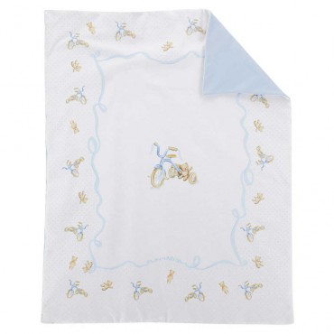 Koc niemowlęcy biało-niebieski Monnalisa 006309 - A - kocyk dla niemowlęcia