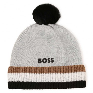 Ciepła czapka dla chłopczyka Hugo Boss 006354 - A - zimowe nakrycie głowy dla malucha