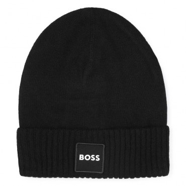 Czarna czapka chłopięca Hugo Boss 006359 - A - dzianinowe czapki dla chłopca