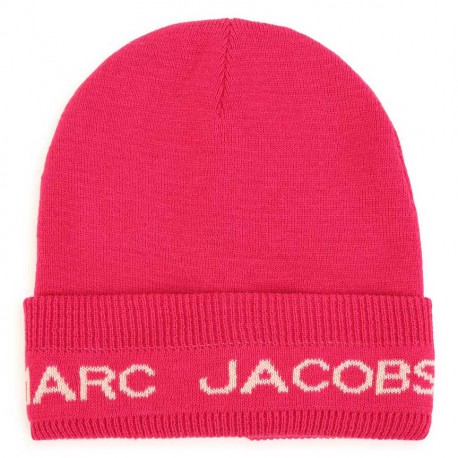 Malinowa czapka dla dziewczynki Marc Jacobs 006381 - A - zimowe czapki dla dziecka