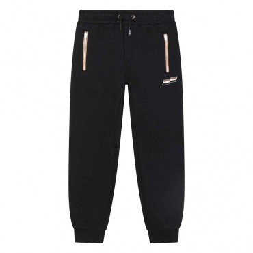Czarne spodnie dla chłopca Hugo Boss 006384 - A - ciepłe dresy dla dziecka