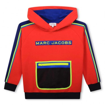 Czerwona bluza dla chłopca Marc Jacobs 006393 - A - bluzy dziecięce z kapturem