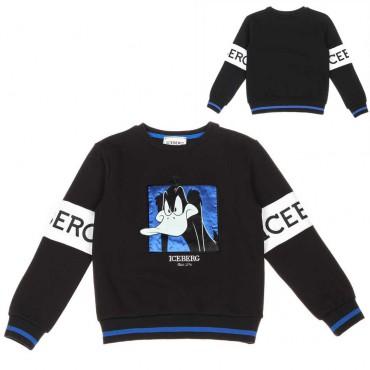Czarna bluza dla chłopca Daffy Iceberg 006396 - A - oryginalne bluzy dla dziecka i nastolatka