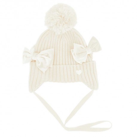 Niemowlęca czapka z nausznikami Monnalisa 006410 - A - zimowe czapki dla niemowląt dziewczynek