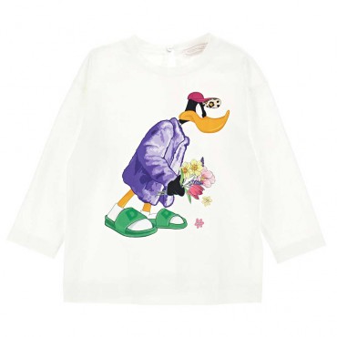 Bluzka dla dziewczynki Daffy Duck Monnalisa 006414 - A - ekskluzywne koszulki dla dziewczynek