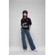 Jeansy dziewczęce cargo z kieszeniami DKNY 006425 - B - modne spodnie dla nastolatki