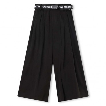 Czarne szerokie spodnie dziewczęce 7/8 DKNY 006427 - A - stylowe ubrania dla nastolatek