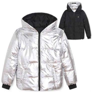 Dwustronna kurtka dla dziewczynki DKNY 006428 - A - kurtki zimowe dla nastolatki