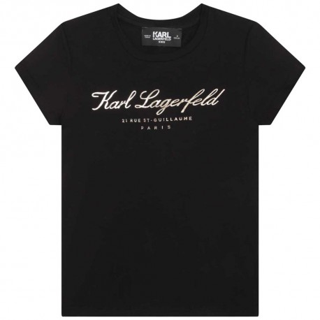 Czarny t-shirt dziewczęcy Karl Lagerfeld 006433 - A - koszulki dla nastolatki