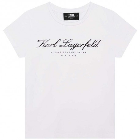 Biały t-shirt dziewczęcy Karl Lagerfeld 006434 - A - ubrania dla nastolatki