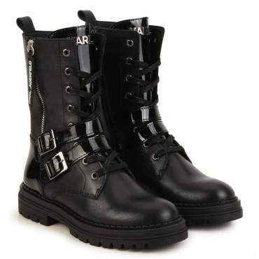 Czarne botki dziewczęce Karl Lagerfeld 006438 - A - buty młodzieżowe dla nastolatki
