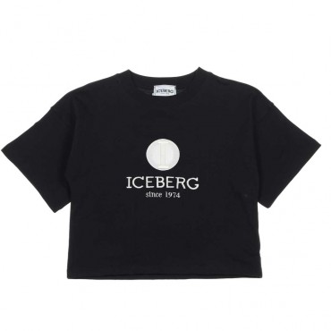 Czarny t-shirt dla dziewczynki oversize 006461 - A - ubrania dziewczęce Iceberg