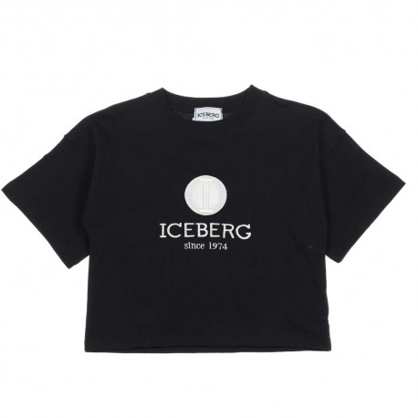 Czarny t-shirt dla dziewczynki oversize 006461 - A - ubrania dziewczęce Iceberg