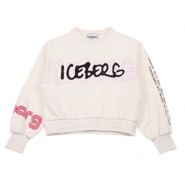 Kremowa bluza dla dziewczynki Iceberg 006462 - A - stylowe bluzy dla dziewczynek - marki premium