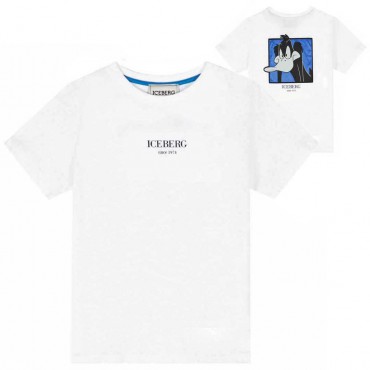Biały t-shirt chłopięcy Daffy Iceberg 006466 - A - marki premium dla dzieci i nastolatków
