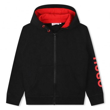 Czarna bluza chłopięca z kapturem Hugo 006473 - A - ubrania premium dla dziecka