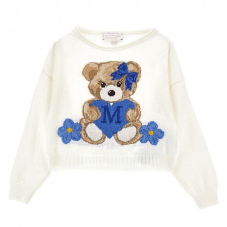 Sweter dla dziewczynki z misiem  Monnalisa 006513 - A - swetry dla dziecka