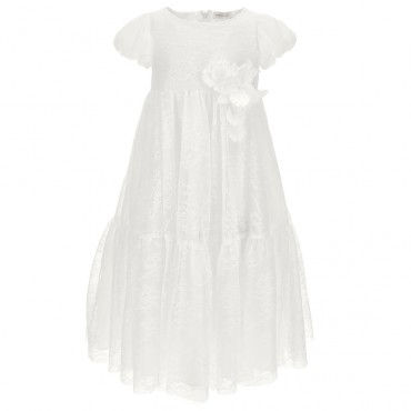 Koronkowa sukienka dziewczęca Monnalisa 006567 - A - białe sukienki dla dziewczynki