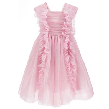Tiulowa sukienka dla dziewczynki Monnalisa 006568 - A - sukienki balowe, na komunię, wesele
