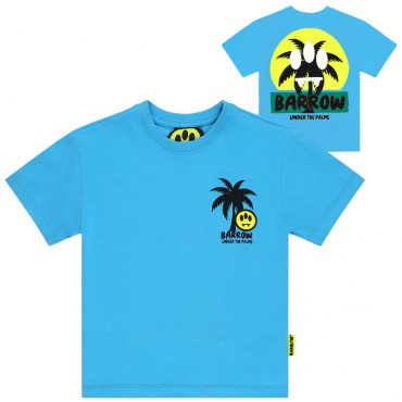 Turkusowa koszulka z nadrukiem Barrow 006572 - A - designerskie koszulki dla dziei i nastolatków