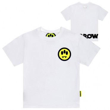 Biały t-shirt bawełniany Barrow Kids 006574 - A - designerskie ubrania dla dziecka i nastolatka