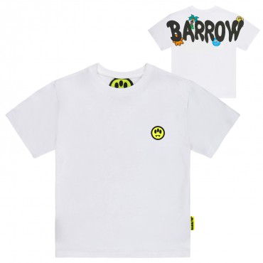 Biała koszulka dziecięca z nadrukiem Barrow 006579 - A - designerski t-shirt dla dziecka