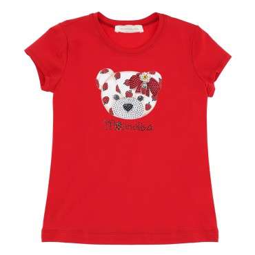 Czerwona koszulka dla dziewczynki Monnalisa 006604