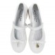 Białe balerinki dla dziewczynki Monnalisa 006613 - C - skórzane pantofelki dla dziecka