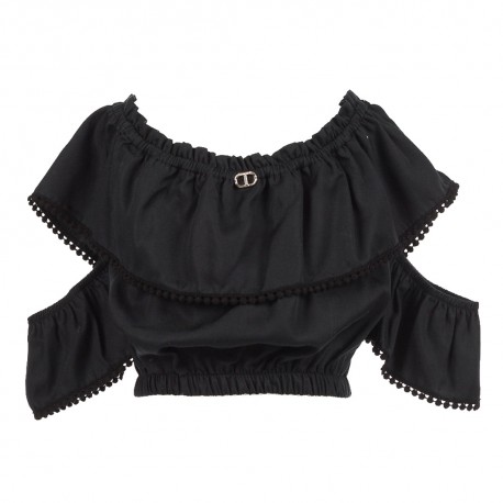 Czarna bluzka dla dziewczynki Twin Set 006620 - A - crop top dla nastolatki