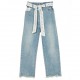 Jeansy dziewczęce z paskiem Twin Set 006623 - A - modne spodnie z koronką