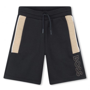 Czarne szorty dla chłopca Hugo Boss 006641 - A - krótkie spodenki dresowe dla dziecka