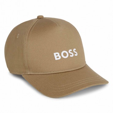 Beżowa czapka z daszkiem dla chłopca Boss 006651 - A - nakrycie głowy dla dziecka