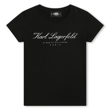 Czarny t-shirt dziewczęcy Karl Lagerfeld 006661 - A - koszulka dla nastolatki