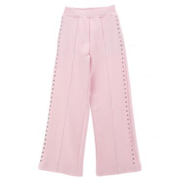 Różowe spodnie dla dziewczynki Monnalisa 006670 - A - pastelowe dresy dla dziecka