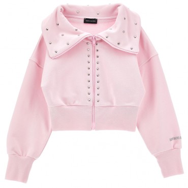 Różowa bluza dla dziewczynki Monnalisa 006671 - A - pudrowa bluza dla dziecka i nastolatki