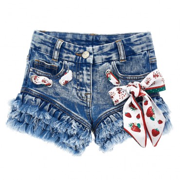 Jeansowe szorty dla dziewczynki Monnalisa 006676 - A - krótkie spodenki dla dziecka