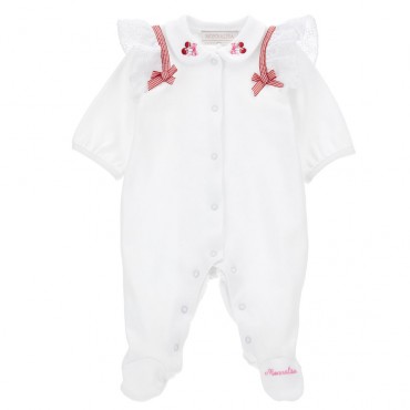 Biały pajacyk niemowlęcy dla dziewczynki 006697 - A - ekskluzywne pajacyki dla niemowląt