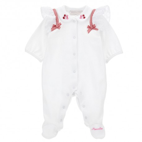 Biały pajacyk niemowlęcy dla dziewczynki 006697 - A - ekskluzywne pajacyki dla niemowląt
