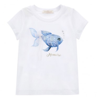 Koszulka dla dziewczynki rybka Monnalisa 006705 - A - t-shirty dla dziecka