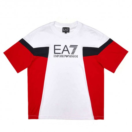 Bawełniana koszulka chłopięca EA7 006730