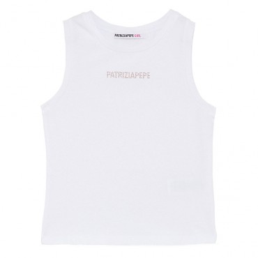 Biały top dziewczęcy Patrizia Pepe 006754 - A - koszulka dla nastolatki