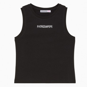 Czarny top dla dziewczynki Patrizia Pepe 006755 - A - koszulka dla nastolatki